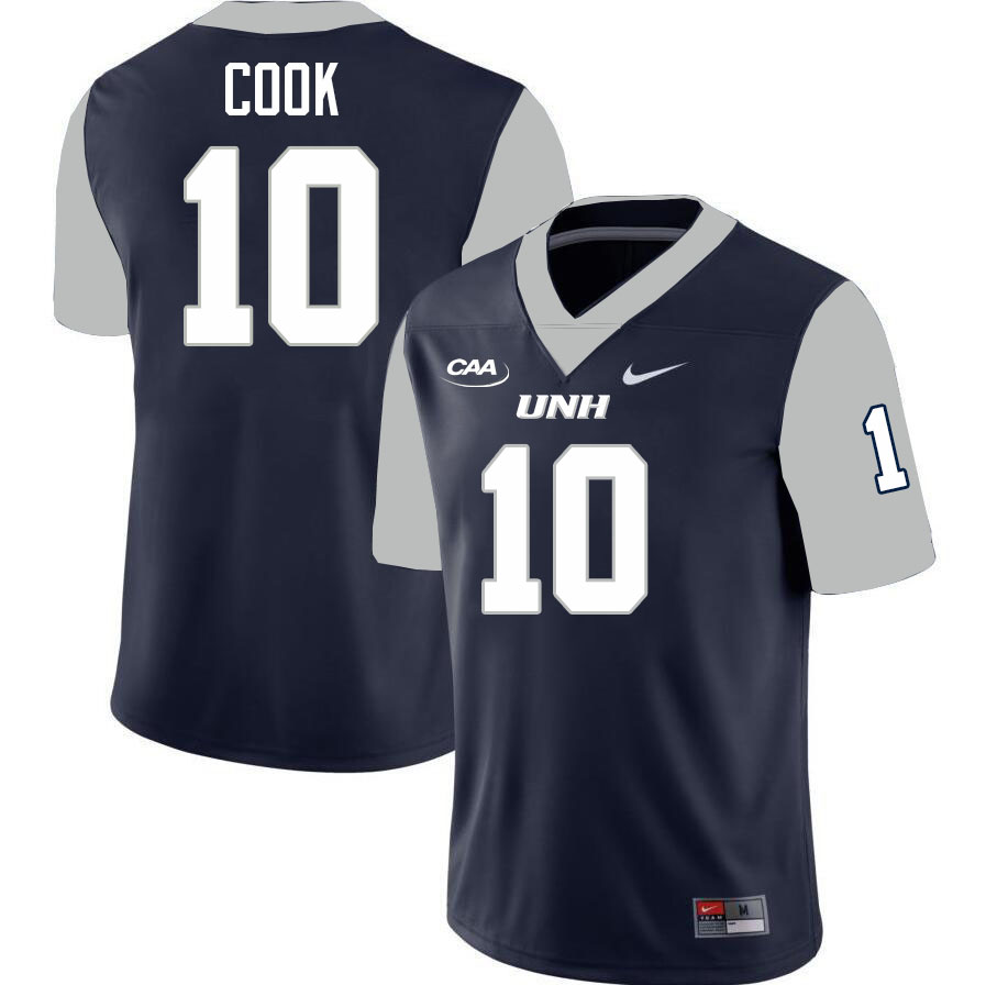 New Hampshire Wildcats #10 Cohen Cook College Football Jerseys,Uniforms-Navy